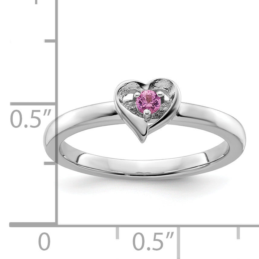 Sterlingsilber Stapelbar Expressions Erzeugt Rosa Saphir Herz Ring