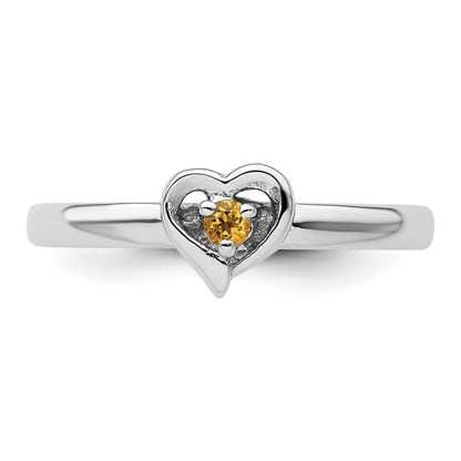 Sterlingsilber Stapelbar Expressions Citrin Herz Ring