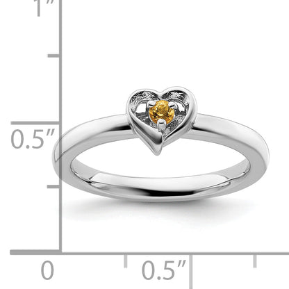 Sterlingsilber Stapelbar Expressions Citrin Herz Ring