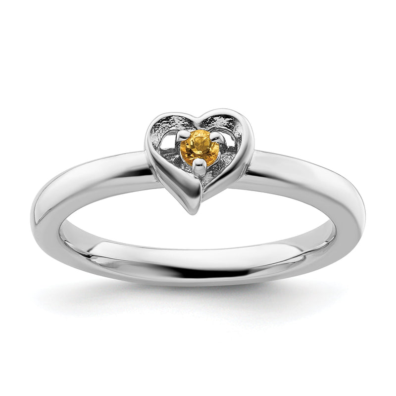 Sterlingsilber Stapelbar Expressions Citrin Herz Ring