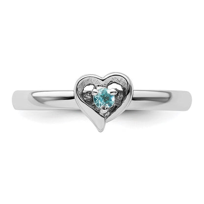 Sterlingsilber Stapelbar Expressions Blautopas Herz Ring