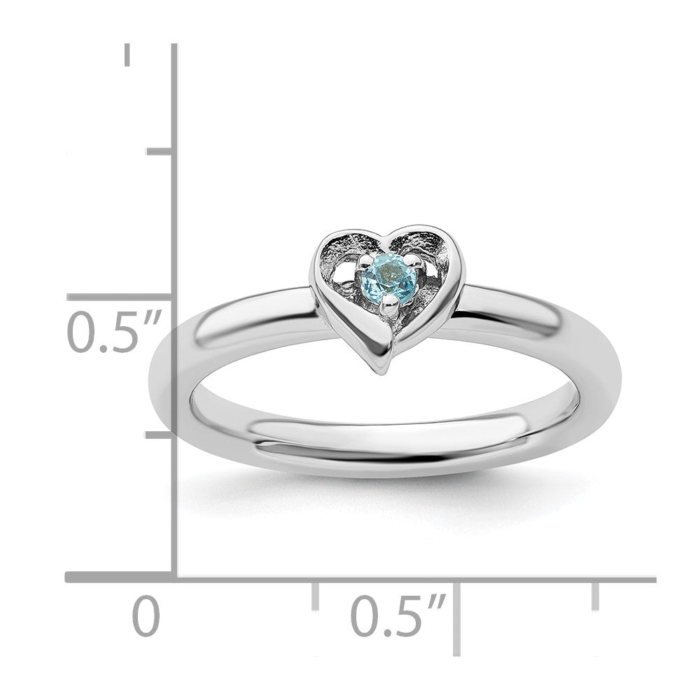 Sterlingsilber Stapelbar Expressions Blautopas Herz Ring