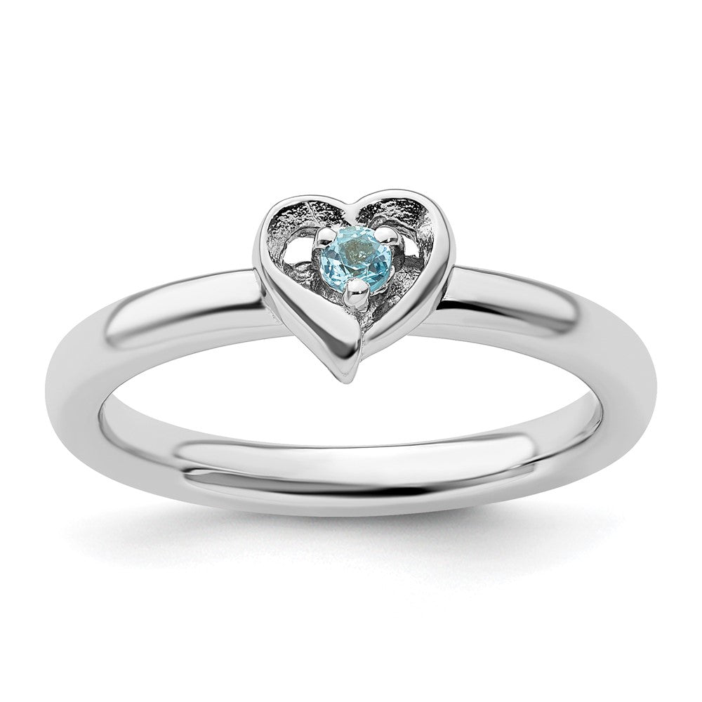 Sterlingsilber Stapelbar Expressions Blautopas Herz Ring