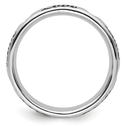 Sterlingsilber Stapelbar Expressions Schwarz Emaille Liebe Ring