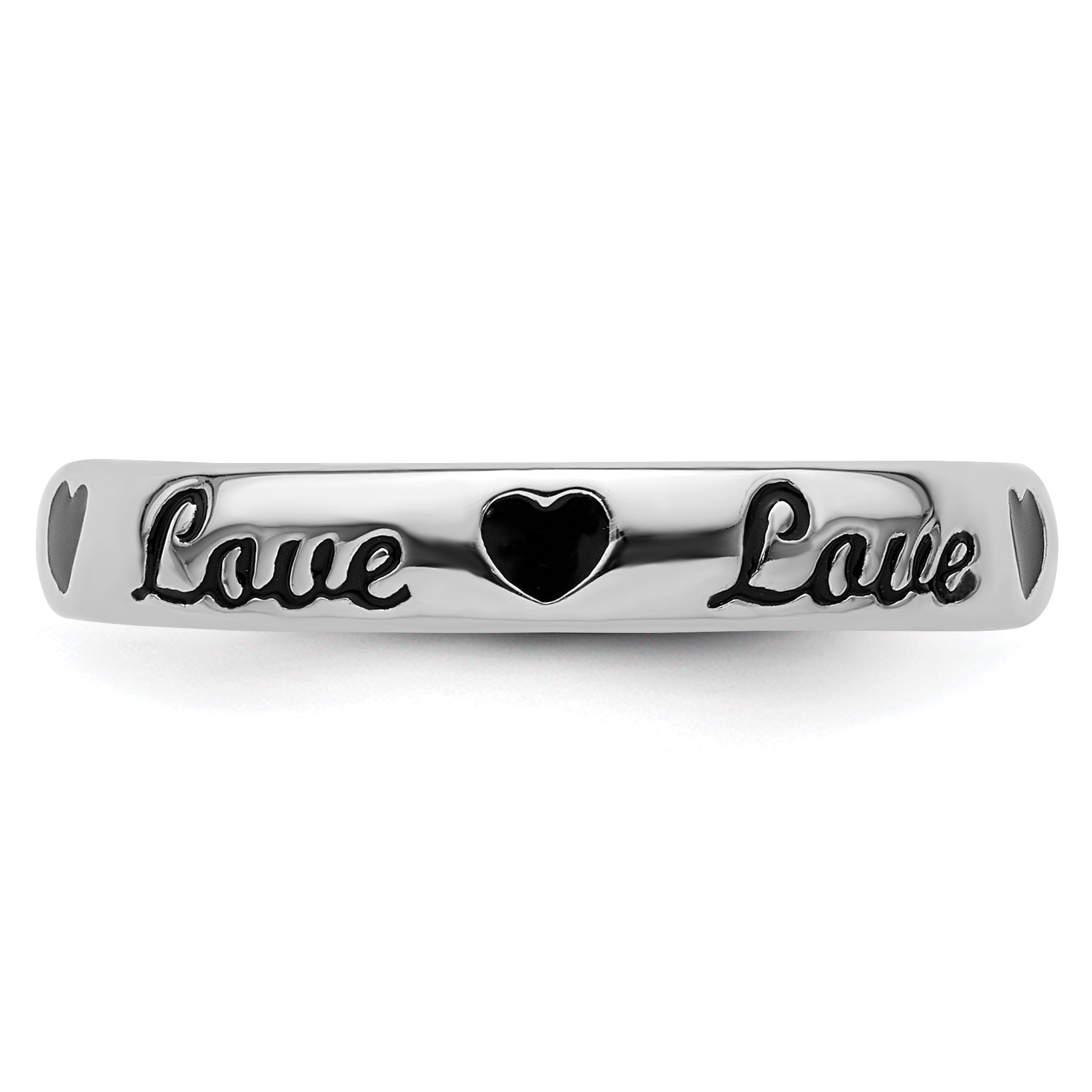 Sterlingsilber Stapelbar Expressions Schwarz Emaille Liebe Ring