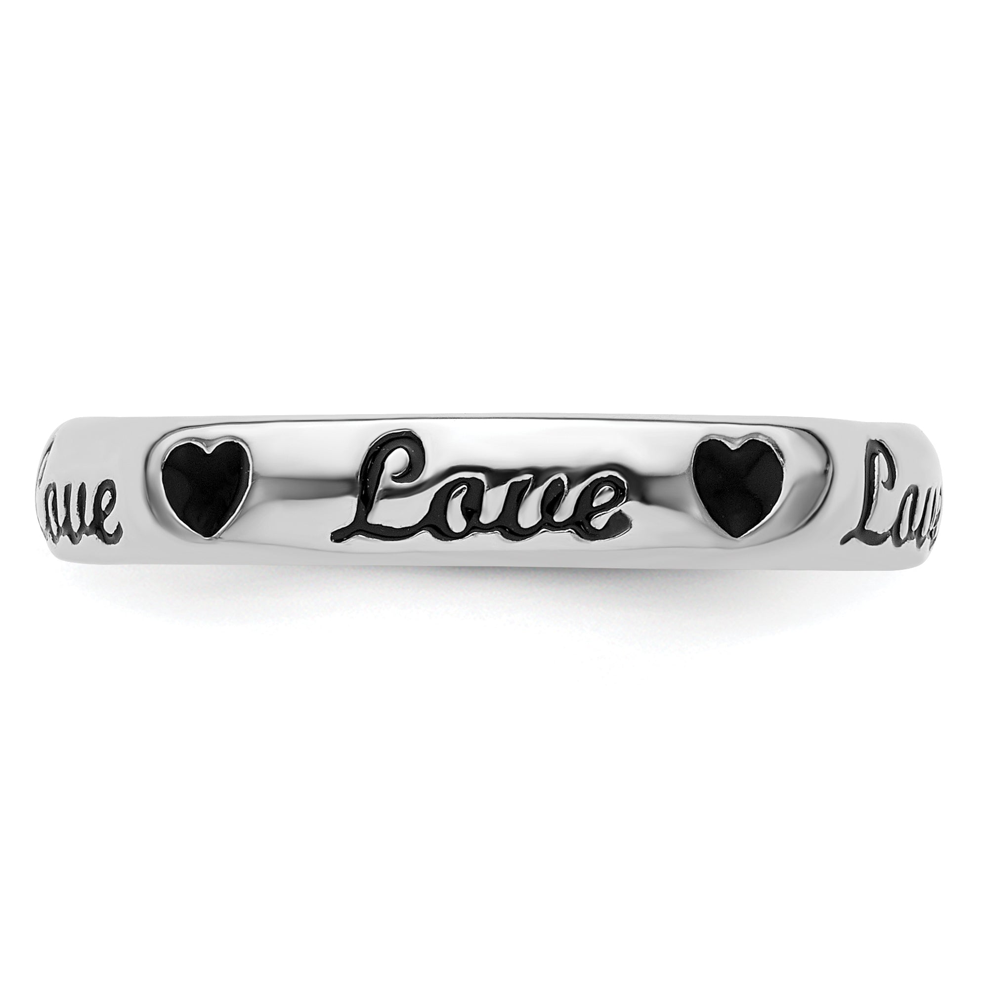 Sterlingsilber Stapelbar Expressions Schwarz Emaille Liebe Ring