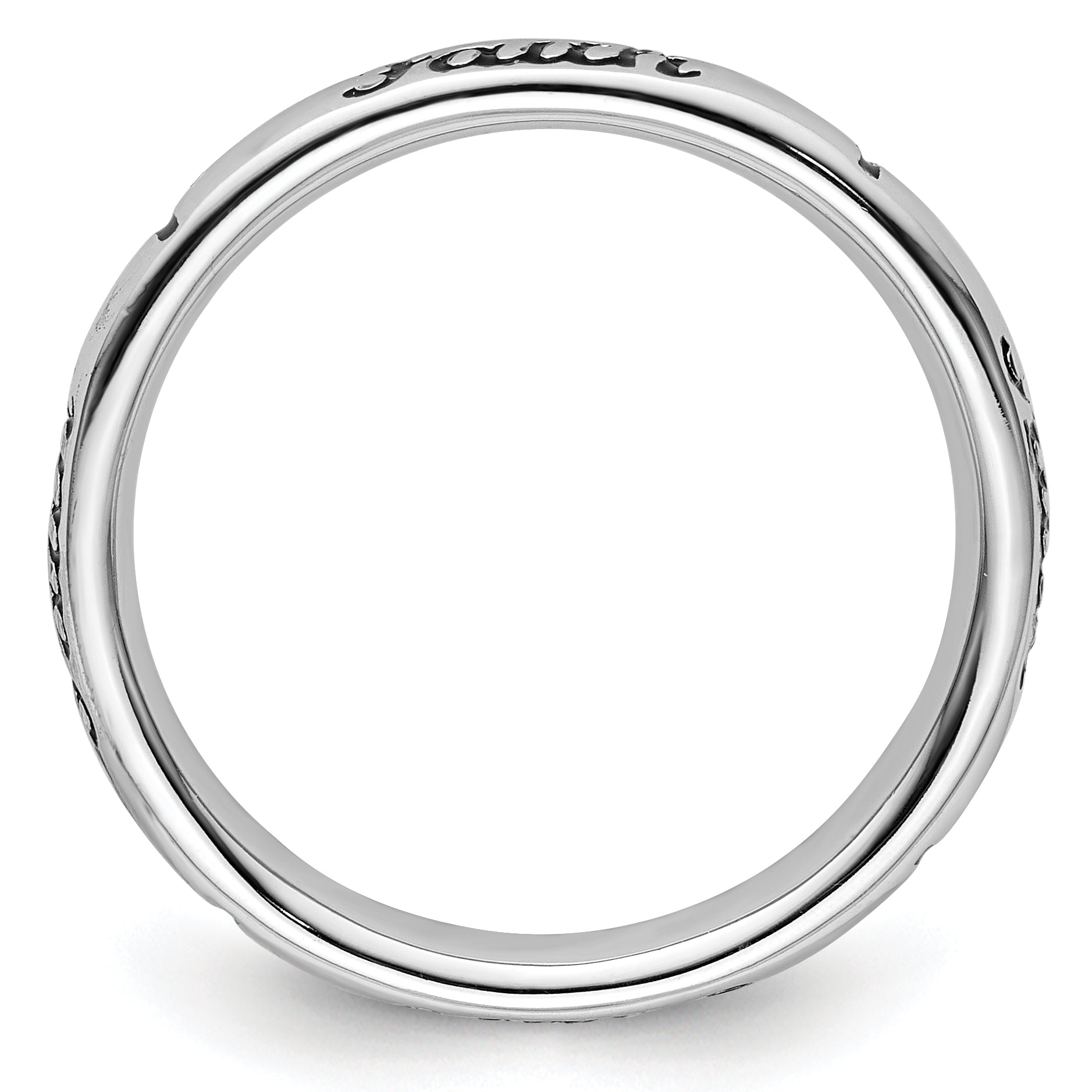 Sterlingsilber Stapelbar Expressions Schwarz Emaille Glaube Ring