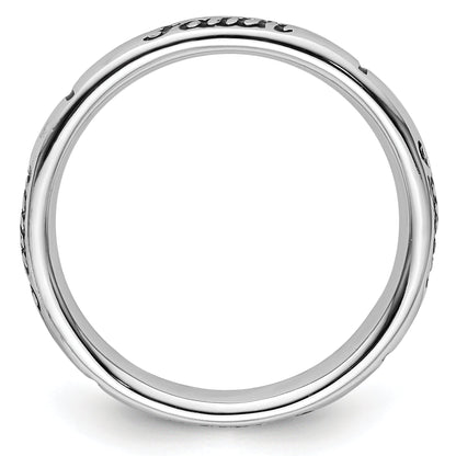 Sterlingsilber Stapelbar Expressions Schwarz Emaille Glaube Ring