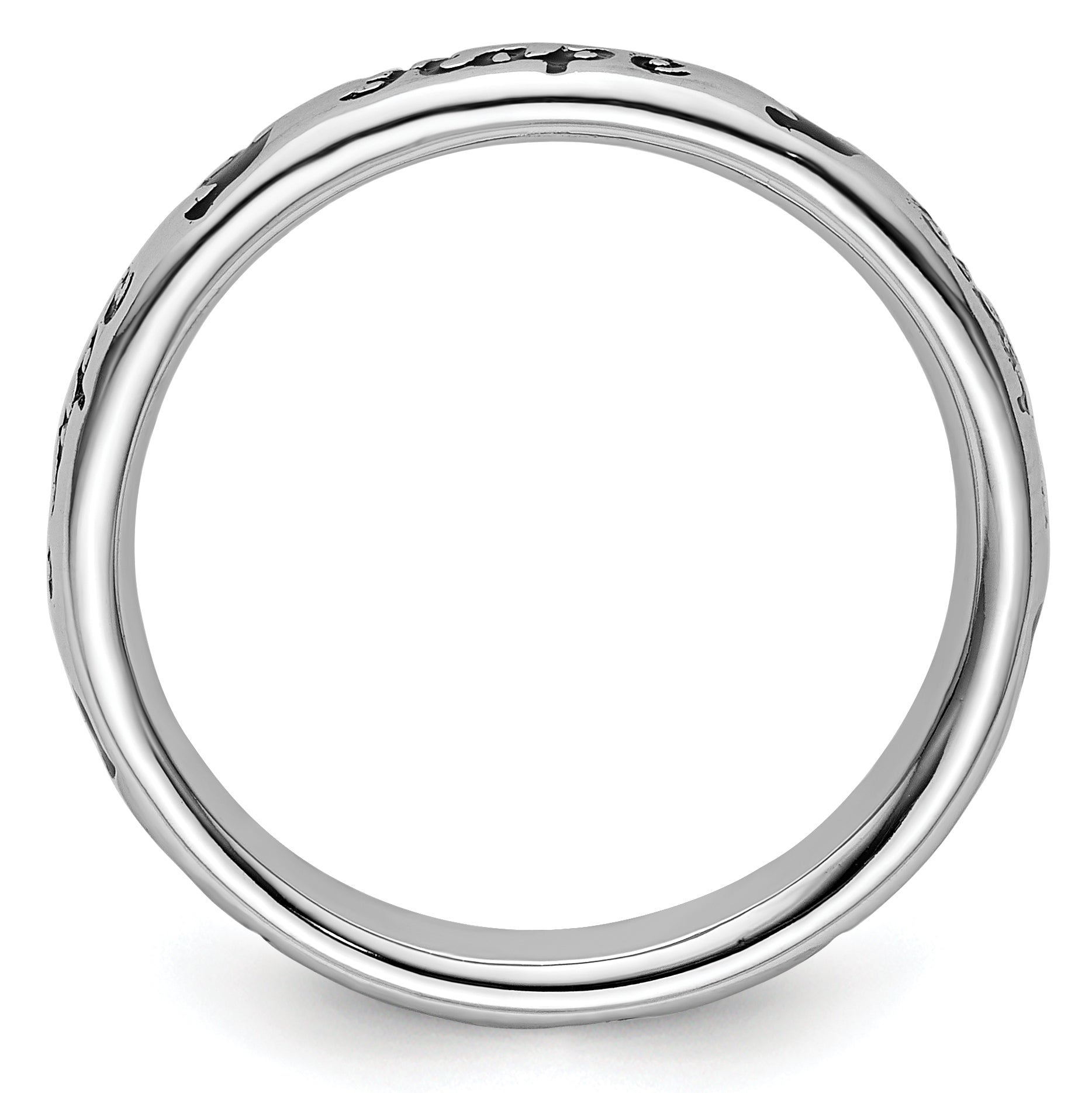 Sterlingsilber Stapelbar Expressions Schwarz Emaille Hoffnung Ring