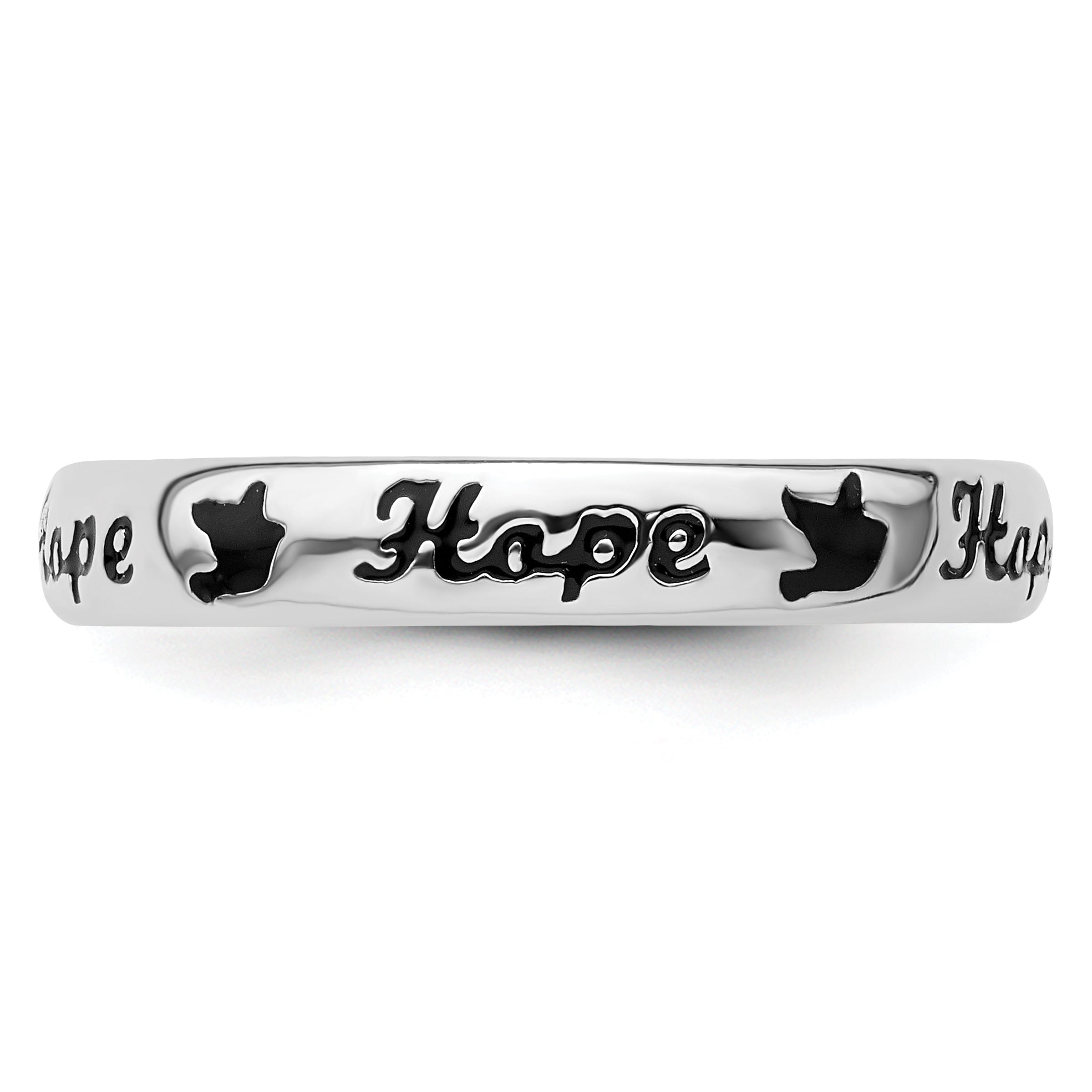Sterlingsilber Stapelbar Expressions Schwarz Emaille Hoffnung Ring