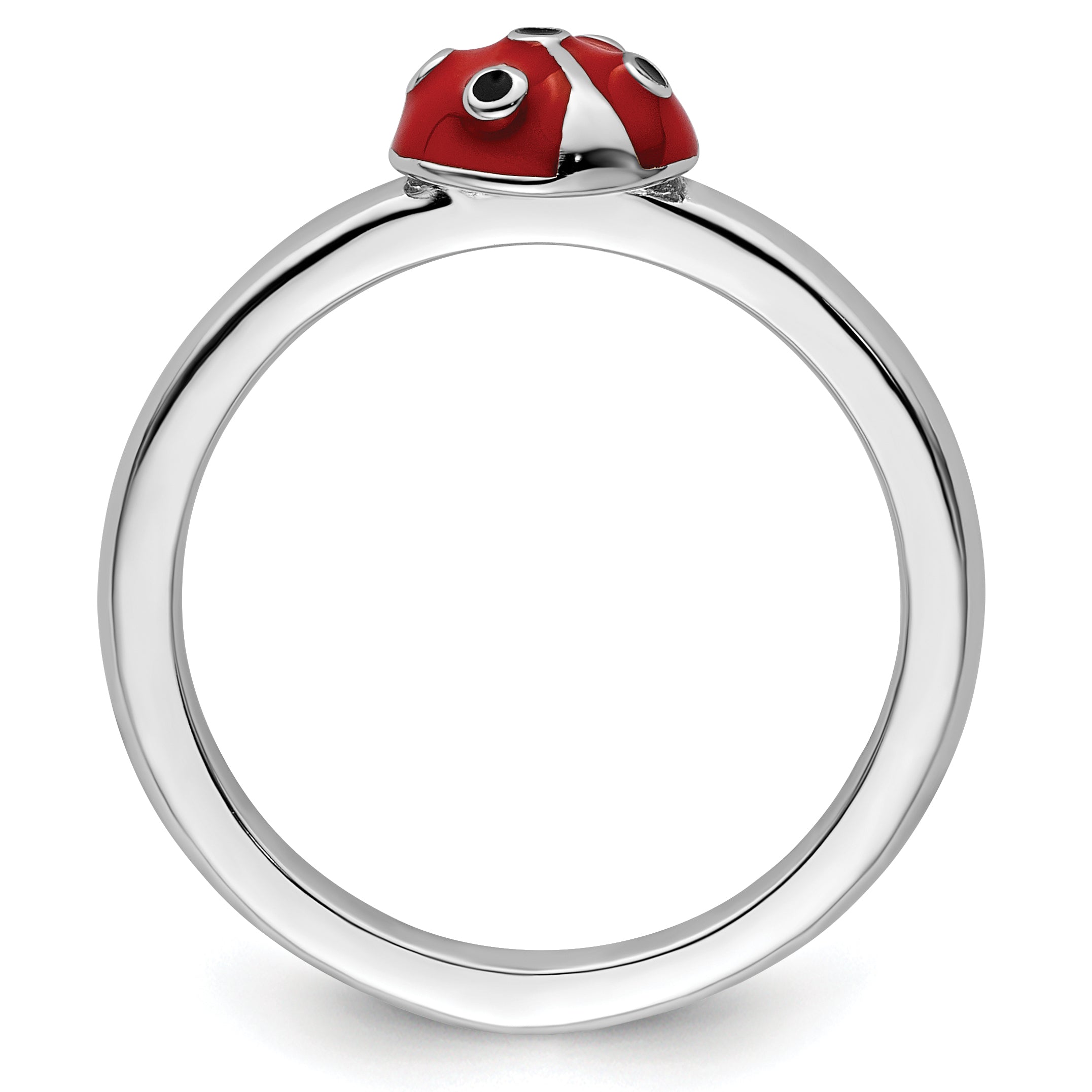 Sterlingsilber Stapelbar Expressions Rot/black Emaille Marienkäfer Ring