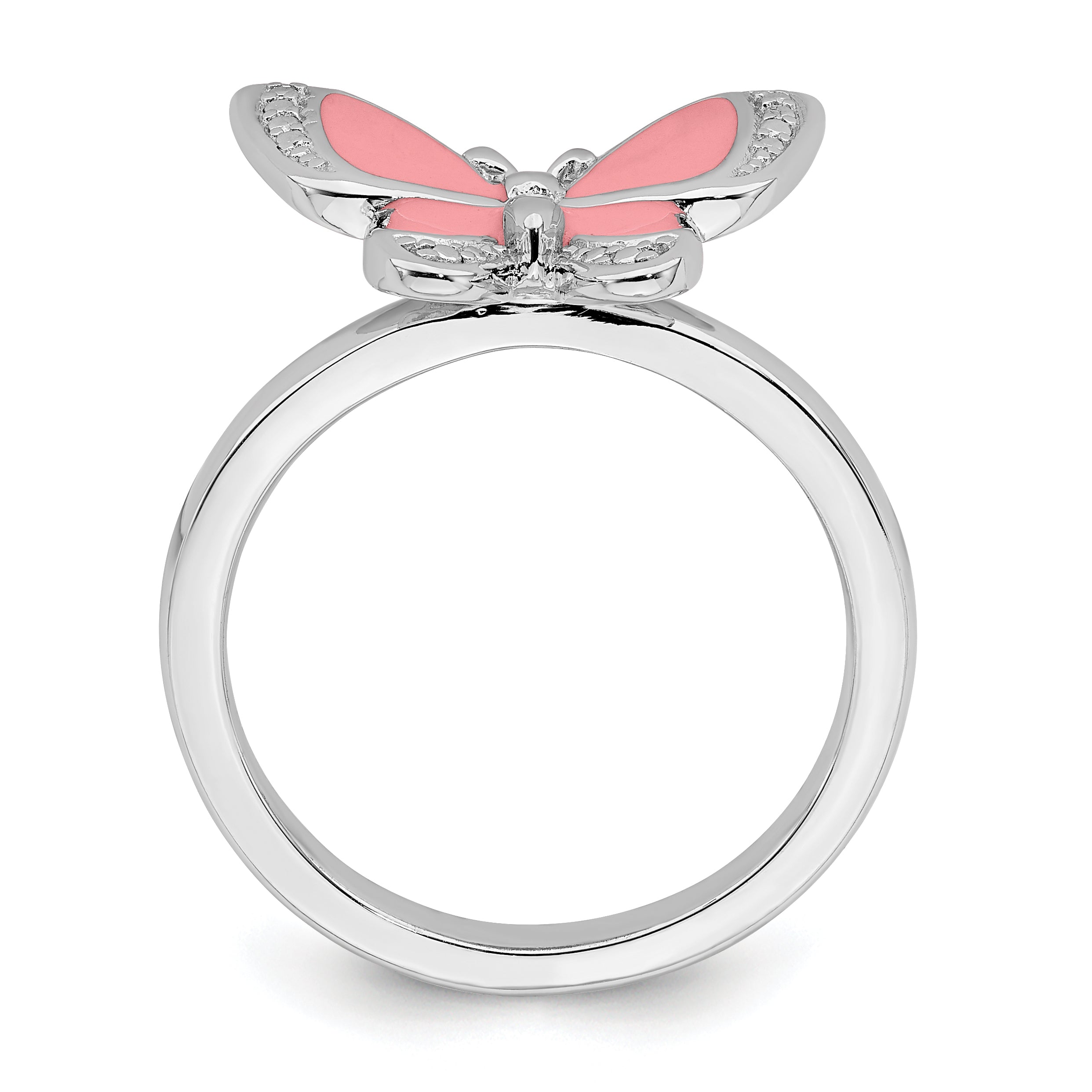 Sterlingsilber Stapelbar Expressions Rosa Emaille Schmetterling Ring