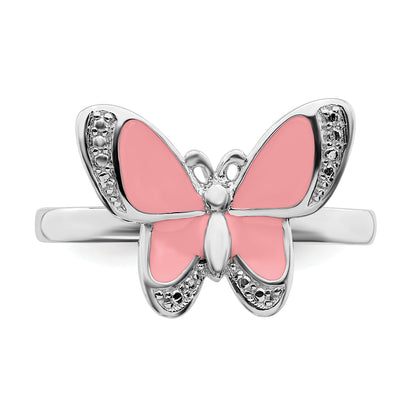 Sterlingsilber Stapelbar Expressions Rosa Emaille Schmetterling Ring