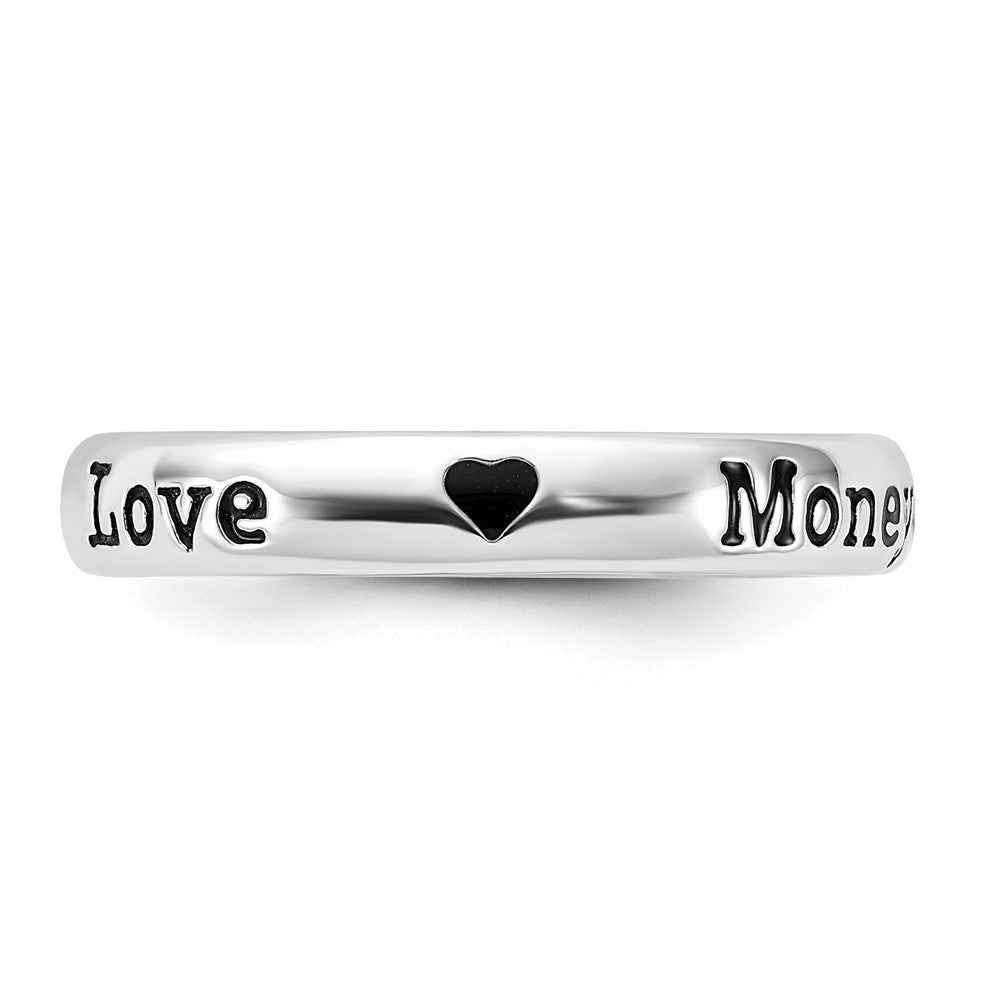 Sterlingsilber Stapelbar Expressions Emailliert Lyric Geld Can't Buy Me Liebe Ring