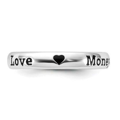 Sterlingsilber Stapelbar Expressions Emailliert Lyric Geld Can't Buy Me Liebe Ring