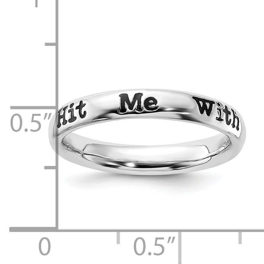 Sterlingsilber Stapelbar Expressions Emailliert Lyric Hit Me mit Your Beste Shot Ring