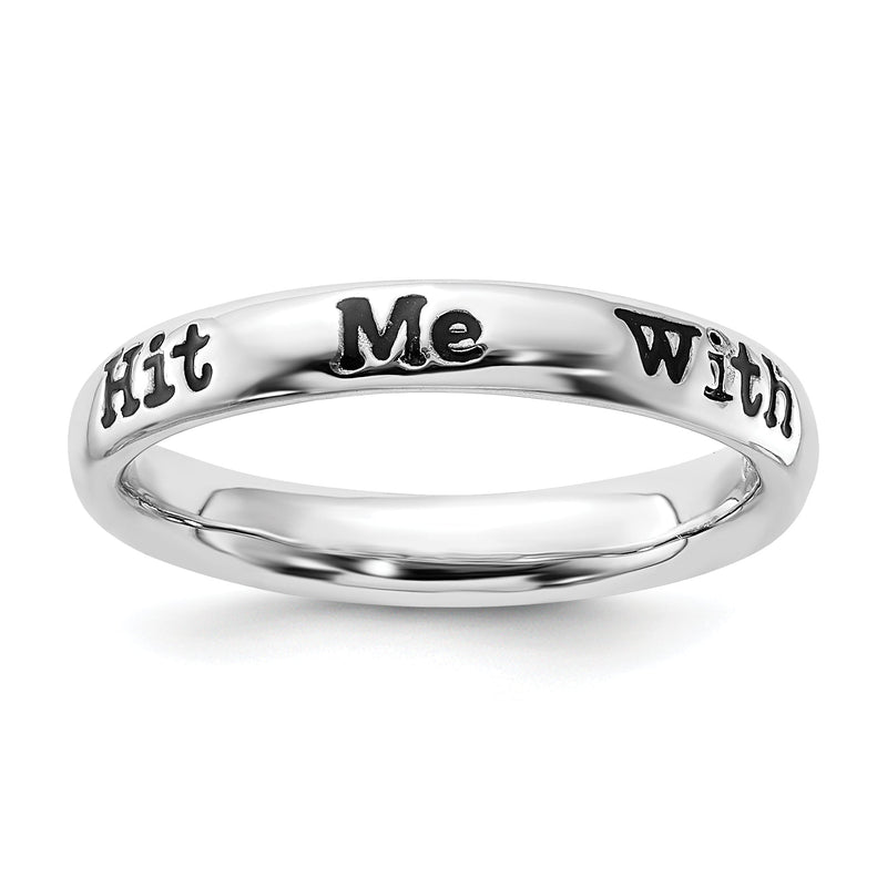 Sterlingsilber Stapelbar Expressions Emailliert Lyric Hit Me mit Your Beste Shot Ring