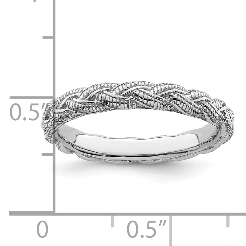 Sterlingsilber Stapelbar Expressions Rhodiniert Gedreht Ring