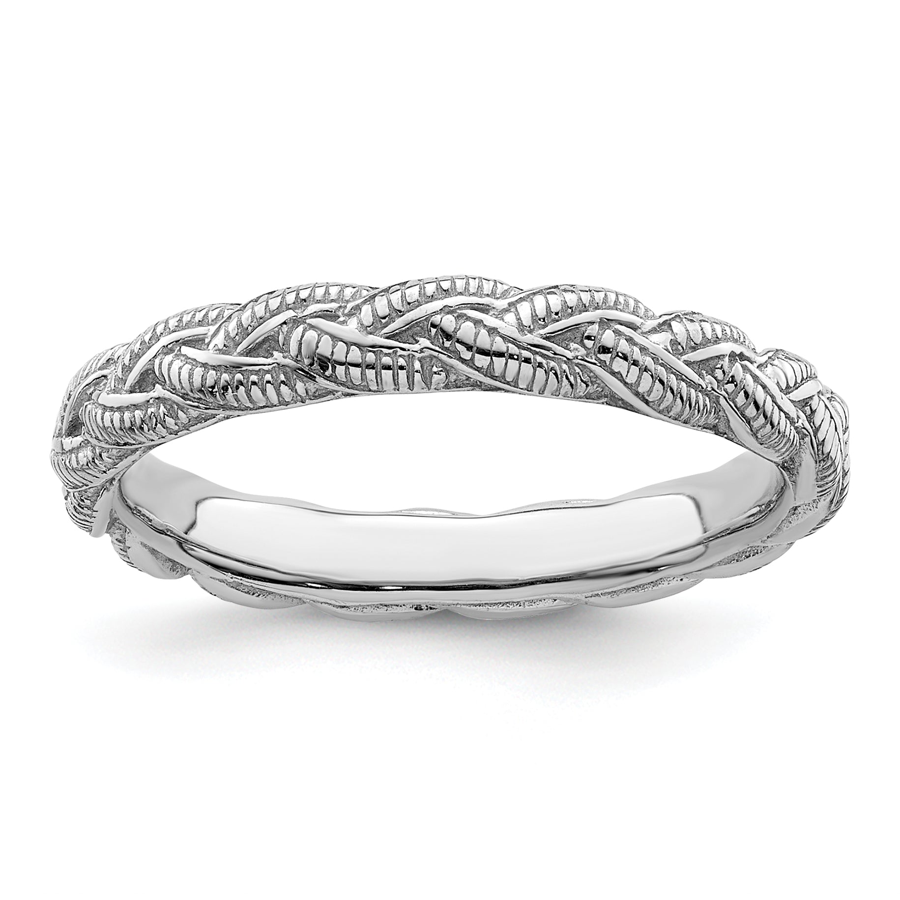 Sterlingsilber Stapelbar Expressions Rhodiniert Gedreht Ring