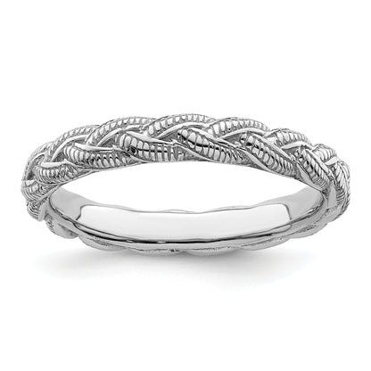 Sterlingsilber Stapelbar Expressions Rhodiniert Gedreht Ring