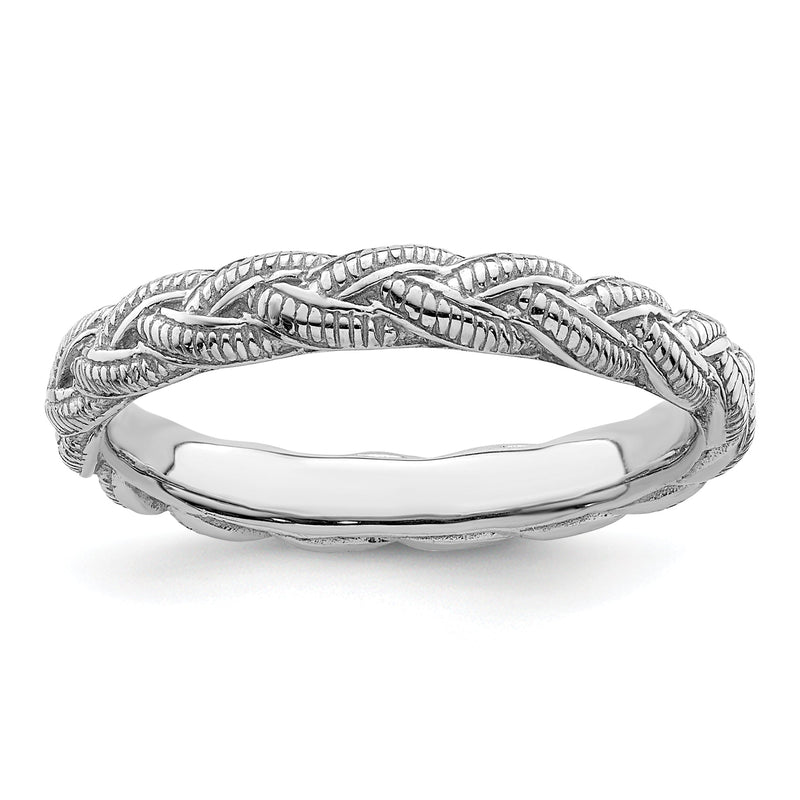 Sterlingsilber Stapelbar Expressions Rhodiniert Gedreht Ring
