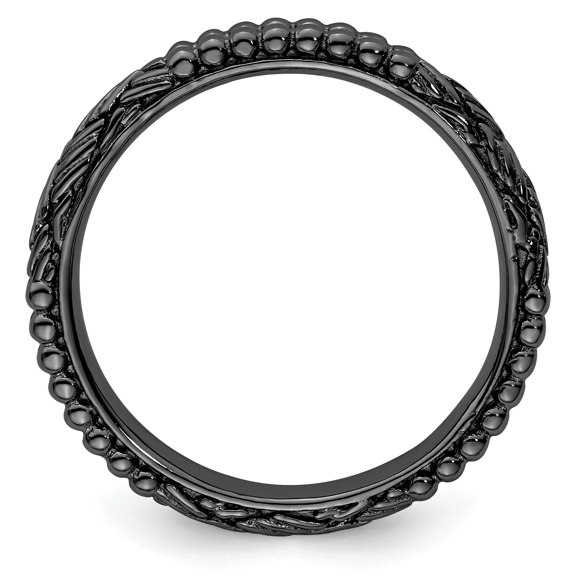 Sterlingsilber Stapelbar Expressions Rutheniumbeschichtet Gemustert Ring