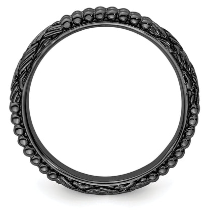 Sterlingsilber Stapelbar Expressions Rutheniumbeschichtet Gemustert Ring