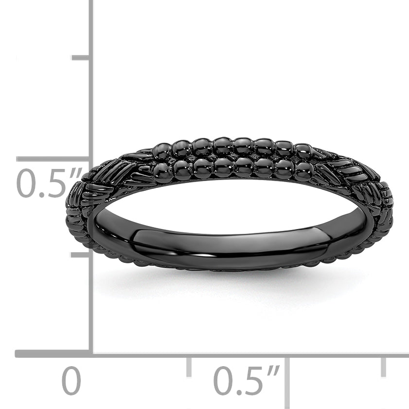 Sterlingsilber Stapelbar Expressions Rutheniumbeschichtet Gemustert Ring