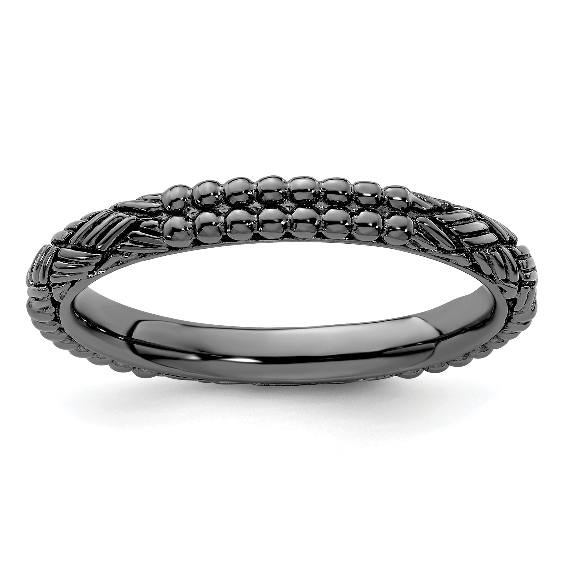 Sterlingsilber Stapelbar Expressions Rutheniumbeschichtet Gemustert Ring