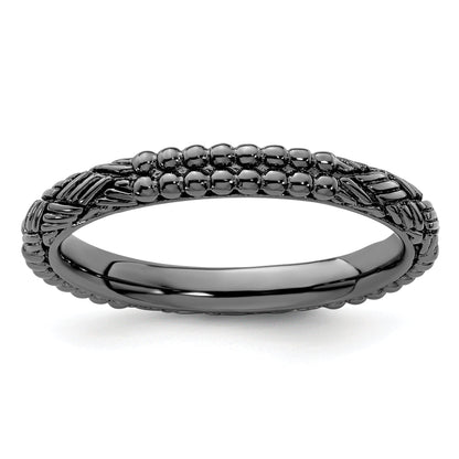 Sterlingsilber Stapelbar Expressions Rutheniumbeschichtet Gemustert Ring