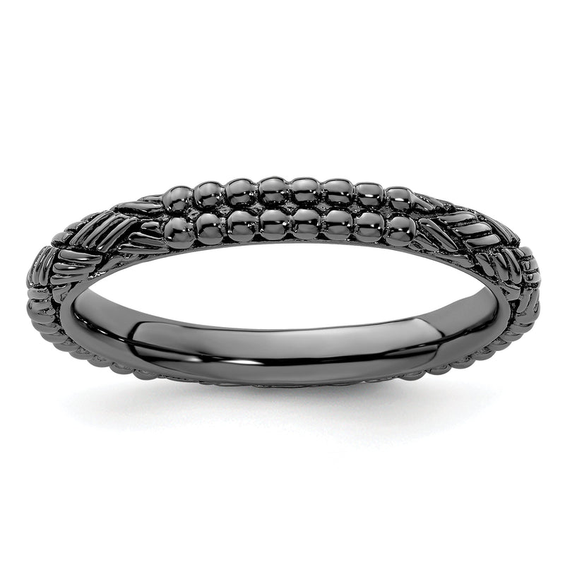 Sterlingsilber Stapelbar Expressions Rutheniumbeschichtet Gemustert Ring