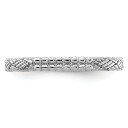 Sterlingsilber Stapelbar Expressions Rhodiniert Gemustert Ring