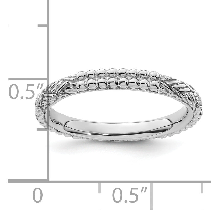 Sterlingsilber Stapelbar Expressions Rhodiniert Gemustert Ring