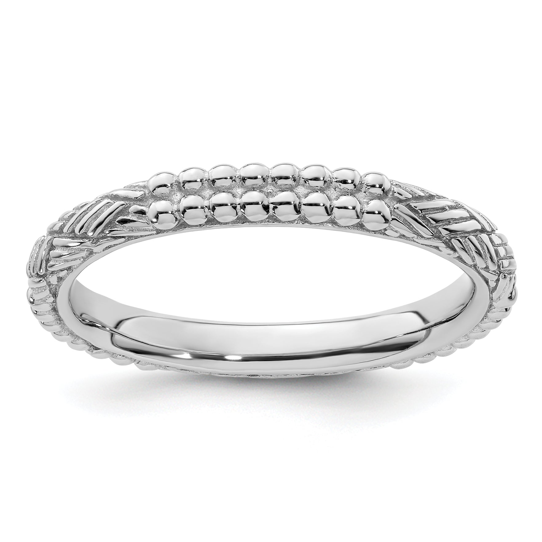 Sterlingsilber Stapelbar Expressions Rhodiniert Gemustert Ring