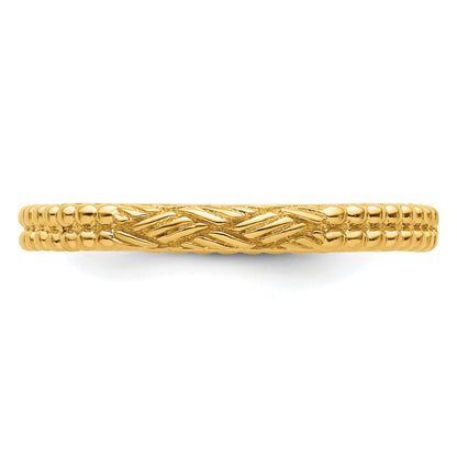 Sterlingsilber Stapelbar Expressions Vergoldet Gemustert Ring