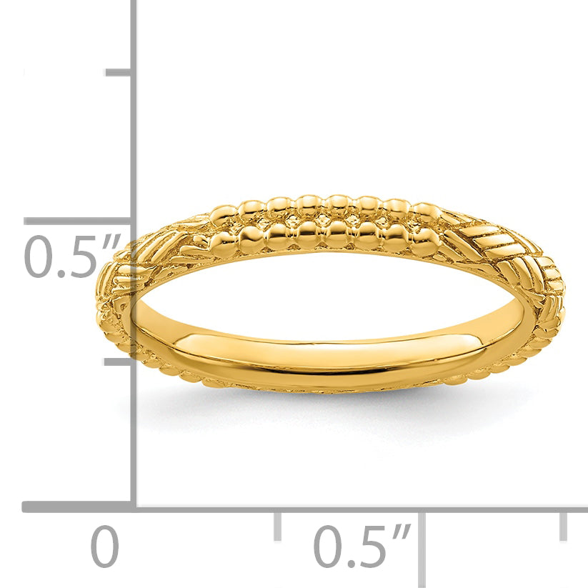 Sterlingsilber Stapelbar Expressions Vergoldet Gemustert Ring