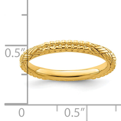 Sterlingsilber Stapelbar Expressions Vergoldet Gemustert Ring
