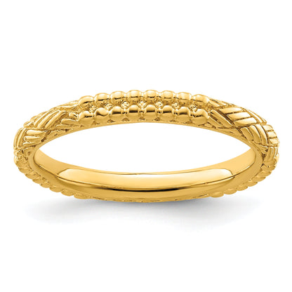 Sterlingsilber Stapelbar Expressions Vergoldet Gemustert Ring