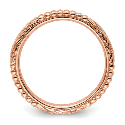 Sterlingsilber Stapelbar Expressions Rose Vergoldet Gemustert Ring
