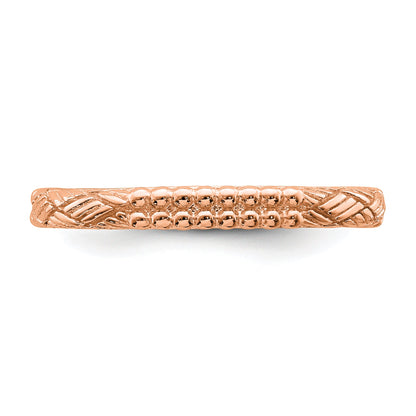 Sterlingsilber Stapelbar Expressions Rose Vergoldet Gemustert Ring