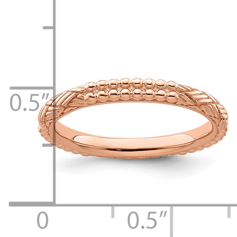 Sterlingsilber Stapelbar Expressions Rose Vergoldet Gemustert Ring