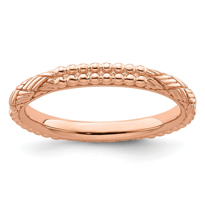 Sterlingsilber Stapelbar Expressions Rose Vergoldet Gemustert Ring
