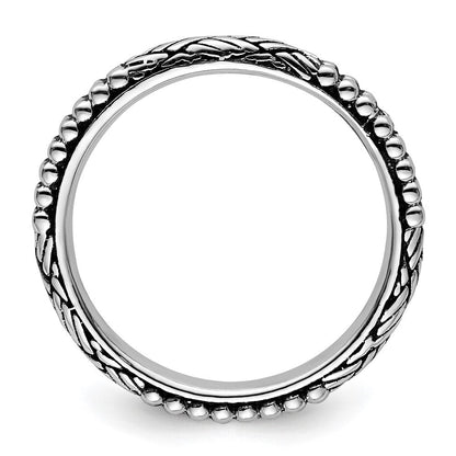 Sterlingsilber Stapelbar Expressions Antikisiert Gemustert Ring