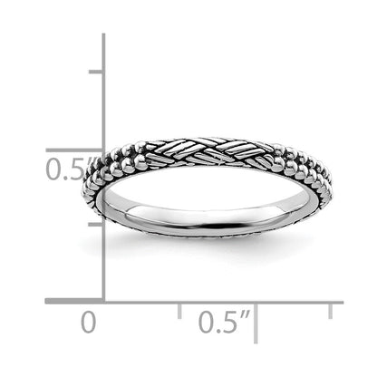 Sterlingsilber Stapelbar Expressions Antikisiert Gemustert Ring