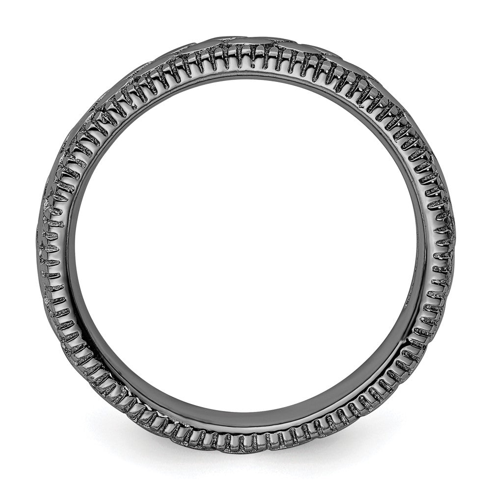 Sterlingsilber Stapelbar Expressions Rutheniumbeschichtet Gemustert Ring