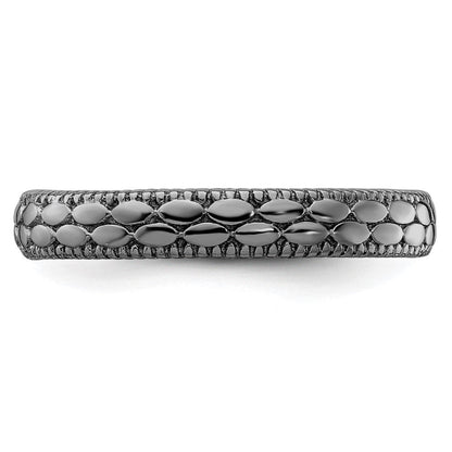 Sterlingsilber Stapelbar Expressions Rutheniumbeschichtet Gemustert Ring