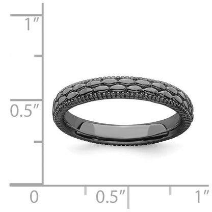 Sterlingsilber Stapelbar Expressions Rutheniumbeschichtet Gemustert Ring