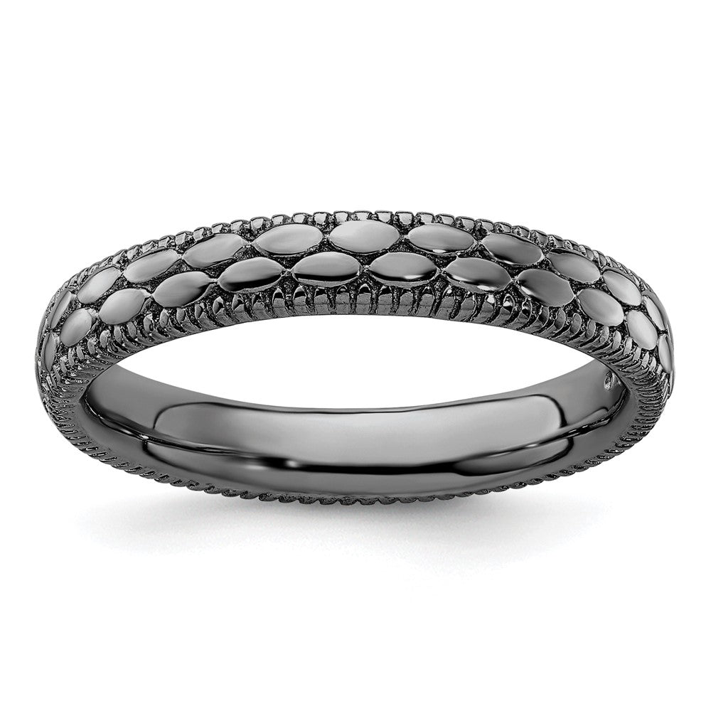 Sterlingsilber Stapelbar Expressions Rutheniumbeschichtet Gemustert Ring