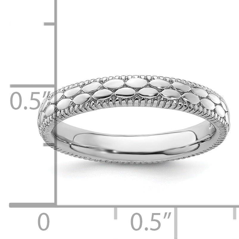 Sterlingsilber Stapelbar Expressions Rhodiniert Gemustert Ring
