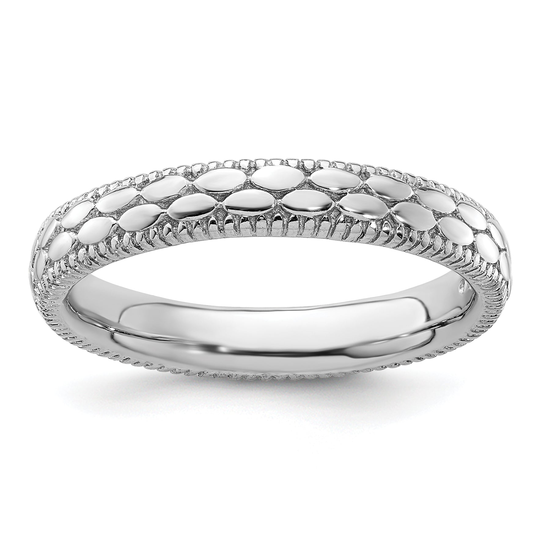 Sterlingsilber Stapelbar Expressions Rhodiniert Gemustert Ring